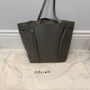 Celine Leather Cabas Phantom w/Belt Medium Grey
